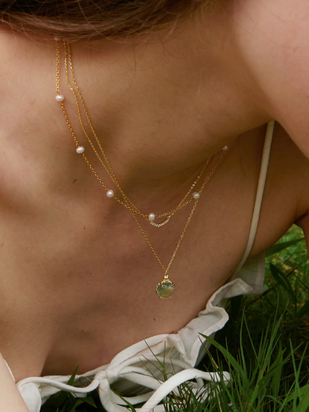 Elysia Prehnite Gemstone Necklace - MOUSAI