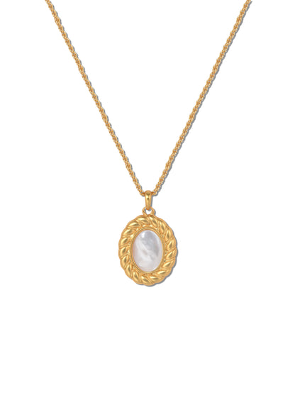 Hera Oval Gemstone Pendant Necklace - MOUSAI